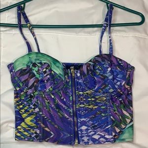 Zip front bustier crop top